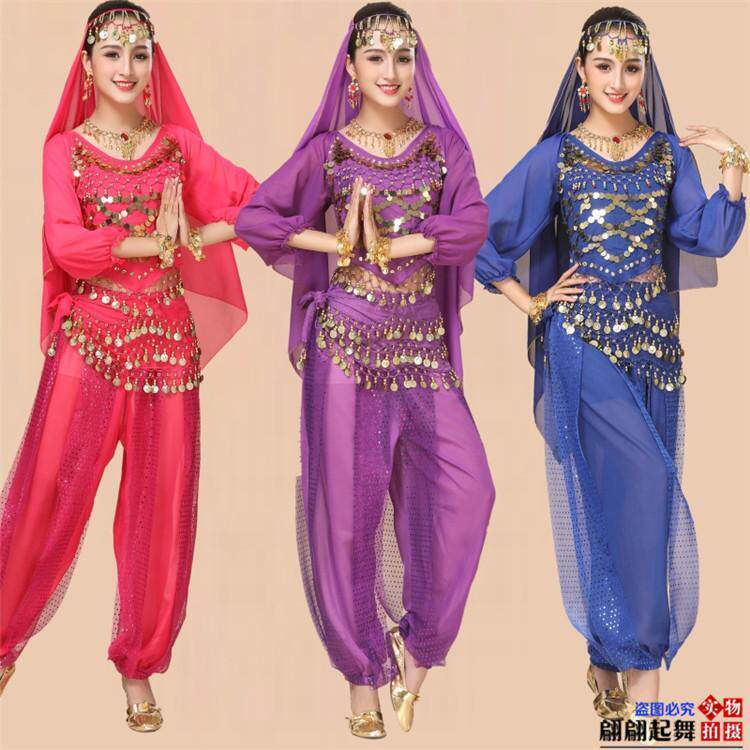 印度舞蹈服装成人女肚皮舞演出服装套装新款长袖民族风舞台表演服