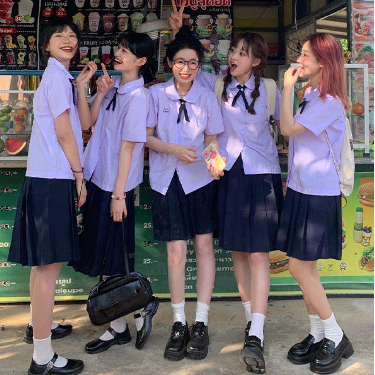 泰国泰式校服短袖衬衫女j