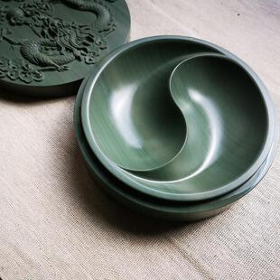 松花砚台 仙人洞老坑松花石砚 太极砚 墨盒 带盖子 文房四宝