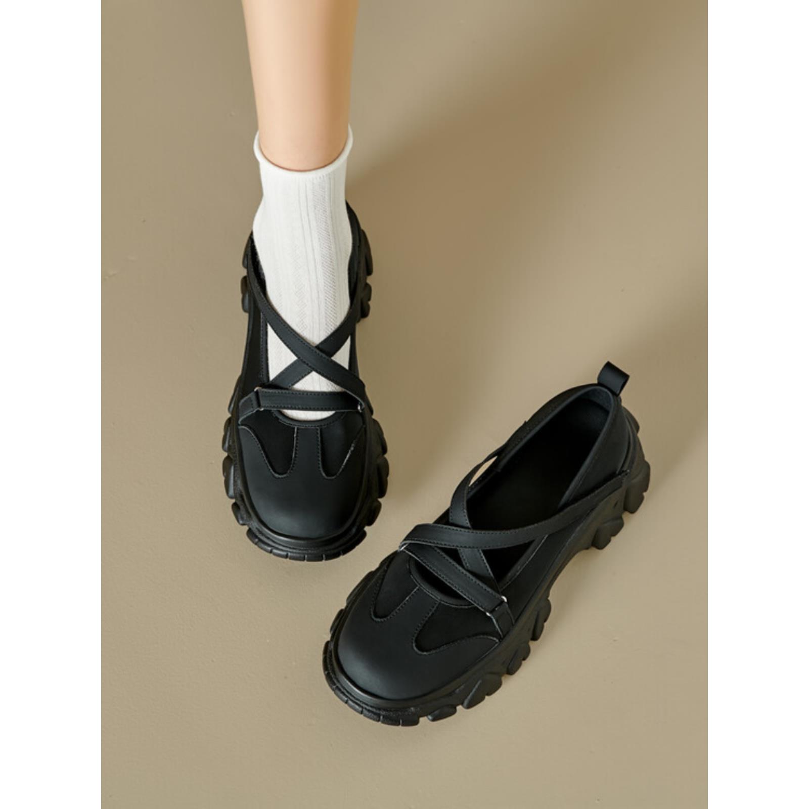 小个子松糕厚底休闲玛丽珍鞋女夏秋圆头弹力松紧带乐福鞋运动单鞋