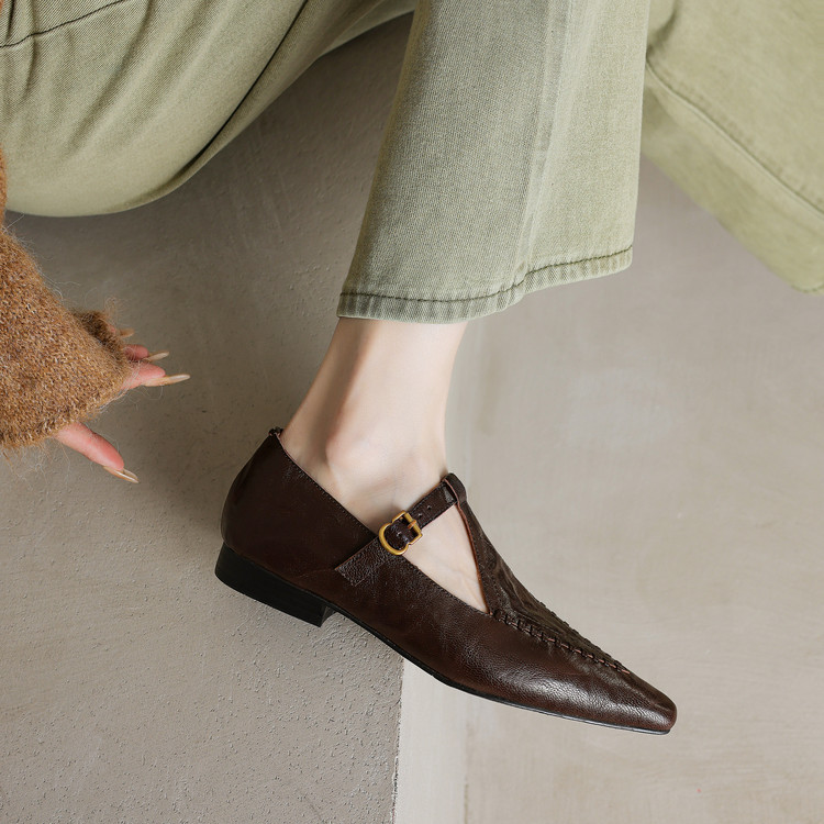 优雅舒适~尖头单鞋女2025年春季新款复古森系低跟法式玛丽珍鞋2cm