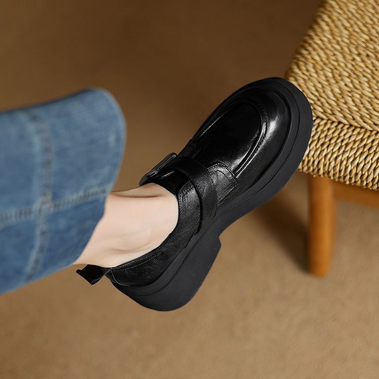 2024休闲棕色复古乐福鞋女2024新款秋冬加绒一脚蹬单鞋小皮鞋英伦