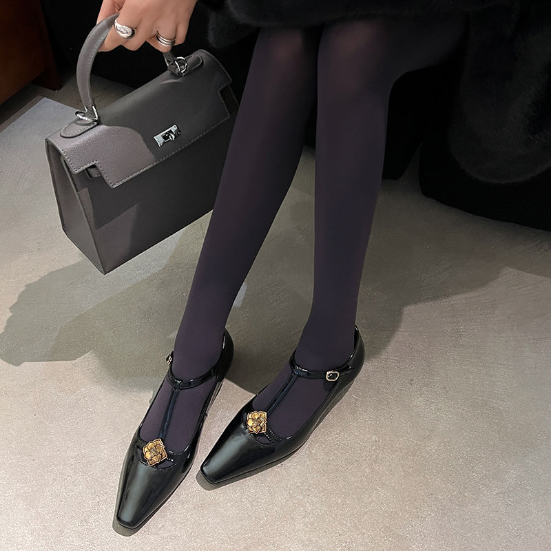 复古法式玛丽珍鞋女2025新款方头粗跟单鞋女牛皮高跟鞋真皮春夏新