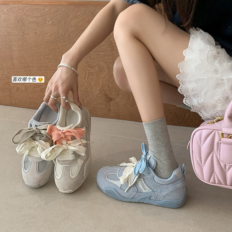 厚底内增高网面德训鞋女软底休闲运动鞋2025新款百搭网红阿甘鞋子