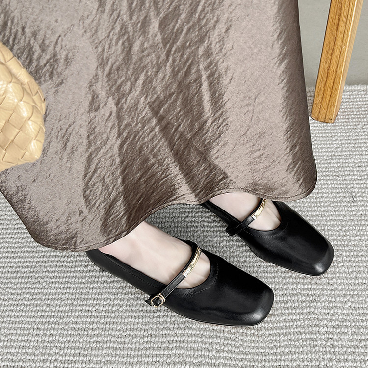 复古方头软底玛丽珍单鞋女鞋子2025春秋新款晚晚风温柔淑女豆豆鞋