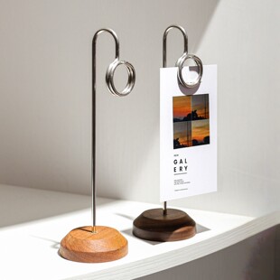 实木标签夹子展示架桌面立牌名片小卡照片便签夹台卡立式桌号牌底座托酒店餐牌夹菜单菜品名台签广告介绍支架