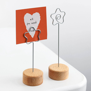 实木价格标签夹子展示牌立式标识牌桌面立牌展示架二维码支架桌签商品产品菜单价目标价牌席位台卡卡片名片夹