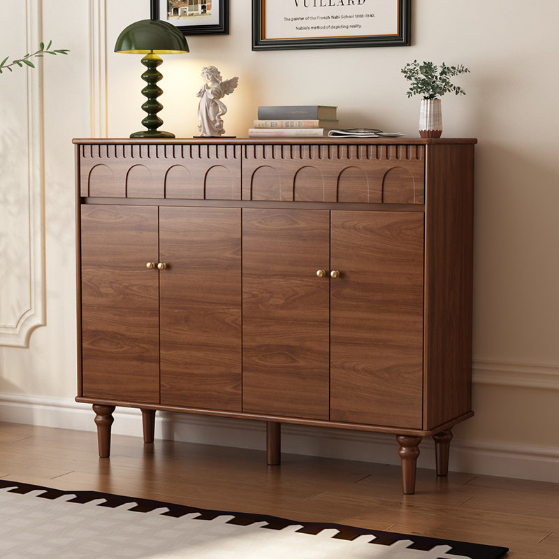 希木森全实木鞋柜家用收纳柜一体靠墙2025新款中古风入户门玄关柜,住宅家具,鞋柜,淘宝优惠券,粉丝福利购,淘宝优惠卷