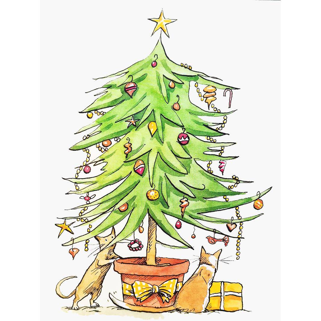 英国空白内页TBM 冬季圣诞节可爱小动物祝福贺卡感恩节送朋友祝福