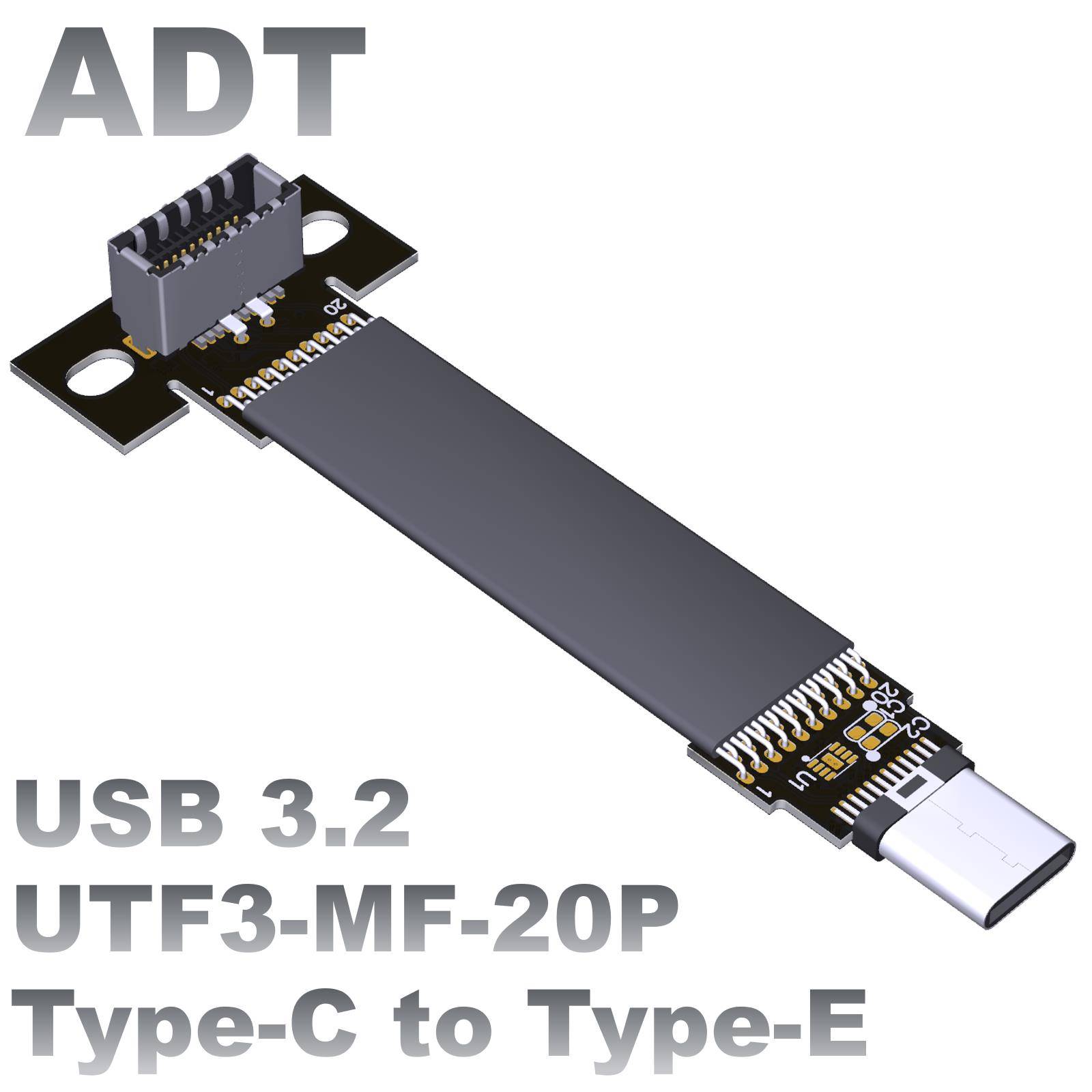 USB3.2接口扩展转接线type-c转19P/20P主板前置后置带PCI挡板ADT