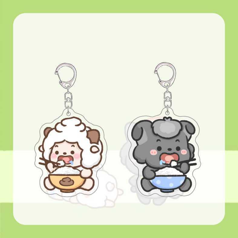 懒羊羊小灰灰夹层双面压克力钥匙扣卡通ins周边小礼品书包挂件