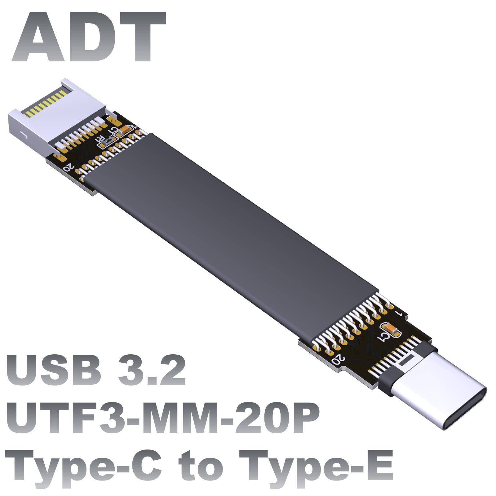 USB3.2接口扩展转接线type-c转19P/20P主板前置后置带PCI挡板ADT