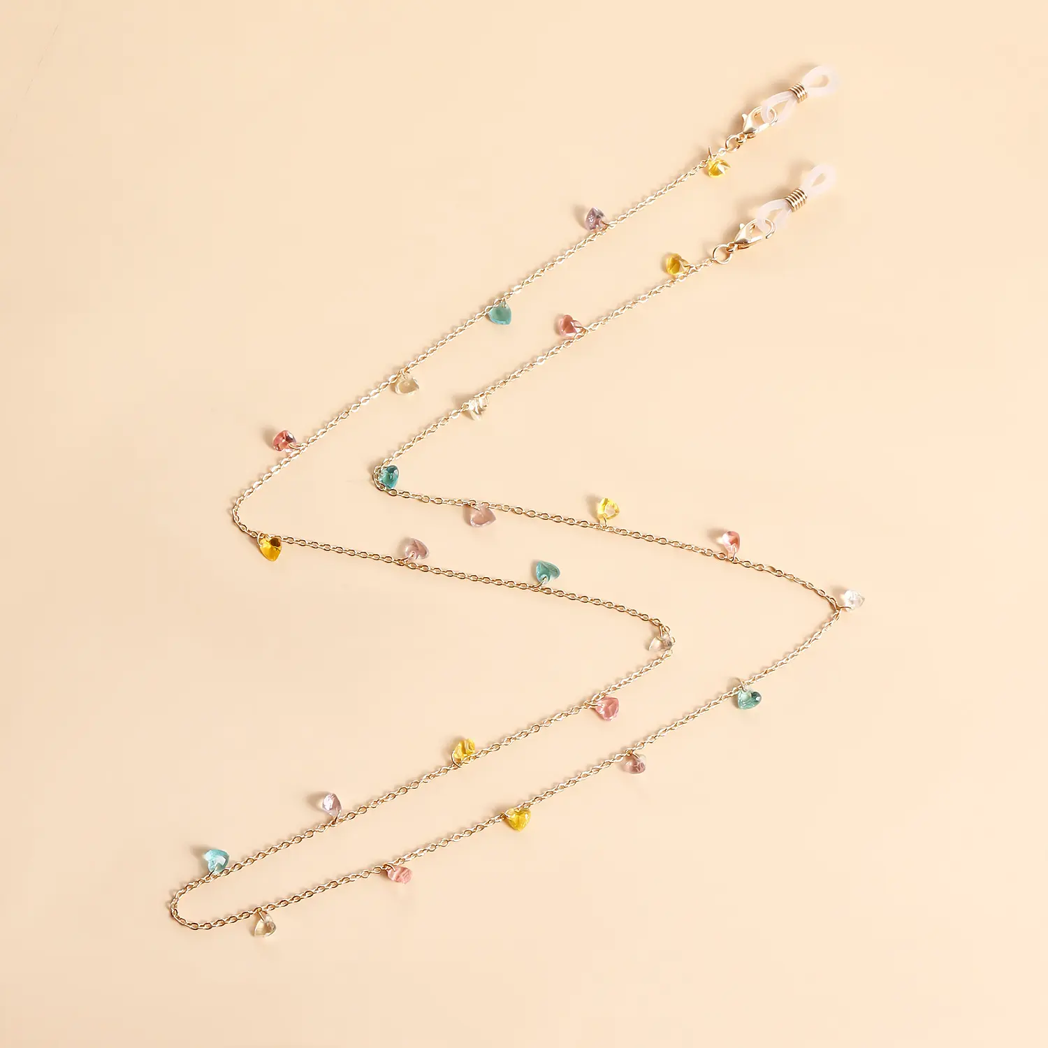 欧美饰品 时色宝石吊坠眼镜链 气质简约流行金属眼镜配饰