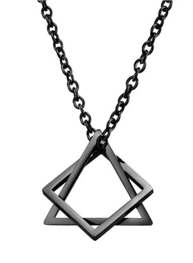 韩版冷淡风几何体四方形组合项链 嘻哈网红潮男女情侣吊坠