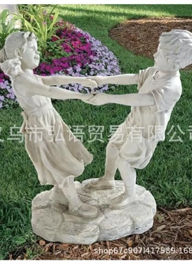 新品男孩女孩雕像树脂工艺品摆件园艺花公园装饰少儿礼物