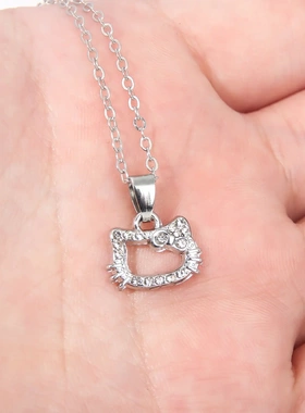 卡通kitty猫镶钻项链女锁骨链可爱猫猫吊坠
