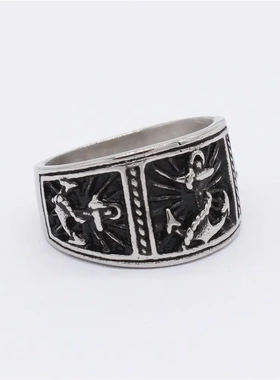 r1463 饰品 欧美个性复古海船锚男士钛钢戒指