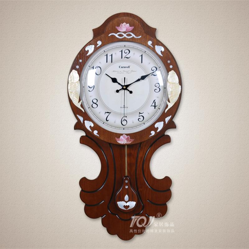 欧式时尚大挂钟木质创意时钟客厅钟表静音摆钟别墅挂表