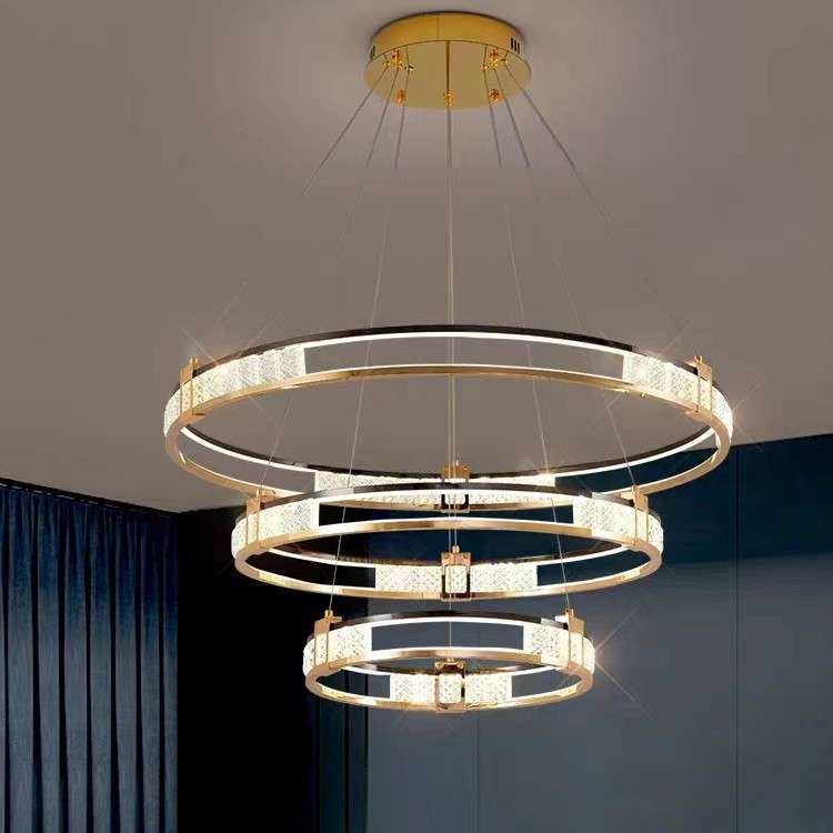 圆圈轻奢吊灯餐厅灯2023新款奢华高档水晶灯客厅卧室设计师款吊灯