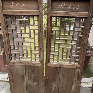 旧门窗花窗老旧装饰木老旧就窗雕花窗复古装修原木花窗实木木门窗