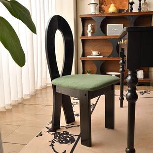 法式复古实木餐椅家用中古风白蜡木靠背椅子轻奢高级感餐厅餐桌椅