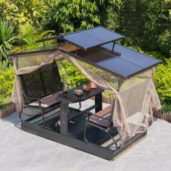 包邮户外休闲摇椅秋千床别墅庭院花园露台四人动力轨道滑轮桌椅