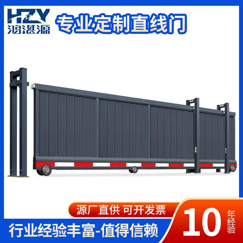 工厂铝合金直线平移门电动小区庭院大门智能悬浮门工业伸缩车库门