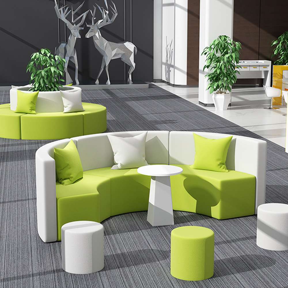 创意形态简约办公室休息沙发弧形培训休闲接待洽谈区布艺沙发组合