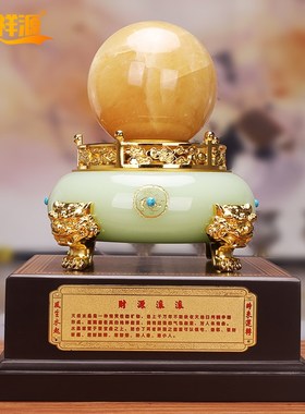 招财聚宝盆摆件开业乔迁商务礼品公司办公室桌白玉琉璃玄关装饰品