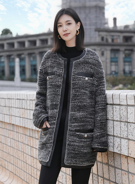 WE PRIVE意大利进口面料重工复古粗花中长款外套