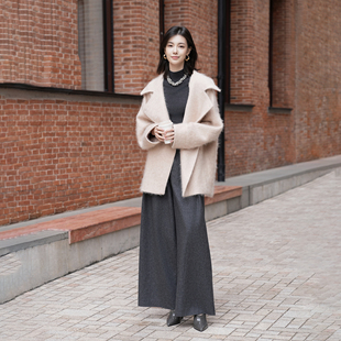 毛呢羊毛外套中长款 新款 斜扣纯羊绒大衣冬季 小个子女 YOLLA