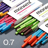 慕那美monami韩国进口153彩色圆珠笔0.7mm学生用刷题笔糖果色慕娜美圆子笔0.7撞色中油签字笔黑色彩杆原子笔