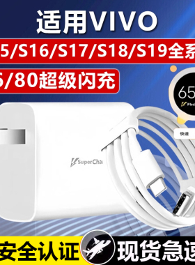 适用s16 18 19e充电头66瓦快充VIVOS17t8A数据线VIVOS15 16 17 18 19 Pro充电器原快充装80闪充原正品套装