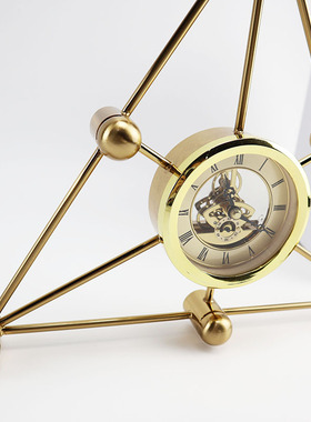欧式客厅钟表座摆件个性创意简约现代电视柜金R属软装工艺礼品摆