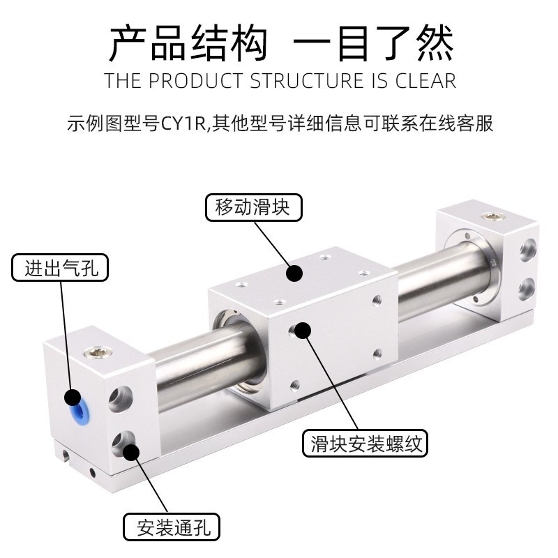 源头工厂CY1R/CY3R10/32磁偶式气动滑台RMT15/20带导轨无杠气缸