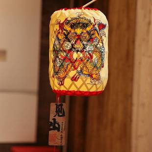 非遗手工艺品手工竹编竹篓龙虎麒麟神兽复古风悬挂商场布置宫灯笼