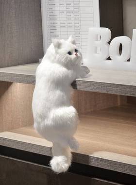 悬挂仿真电视猫挂件客厅摆件ins猫咪玩偶摆件客厅现代仿真不掉毛