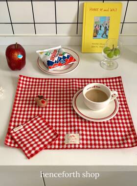 henceforth2022圣诞新年自制餐巾红提花餐垫方巾杯垫装饰垫ins风