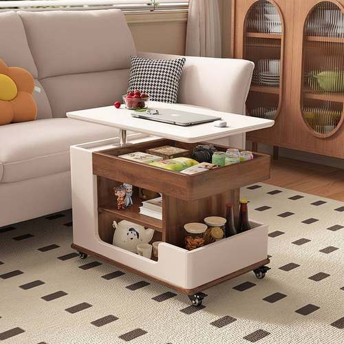 可移动推车多功能可移动升降茶几可升降岩板桌面边几客厅沙发边柜