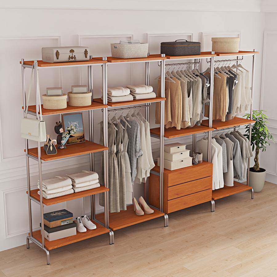 实木衣柜新款2025爆款卧室家用衣橱金属铁艺钢架结构定制衣帽间