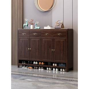 柜子靠墙储物收纳柜 客厅入户家用门口放鞋 乌金木实木鞋 柜新中式