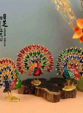 新疆特色手工艺复古民族首饰盒孔雀珐琅高档摆件高档礼品旅游纪念