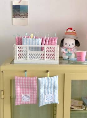 henceforth自制粉格纹夹棉格热垫装饰垫方形ins多色烘焙垫多功能