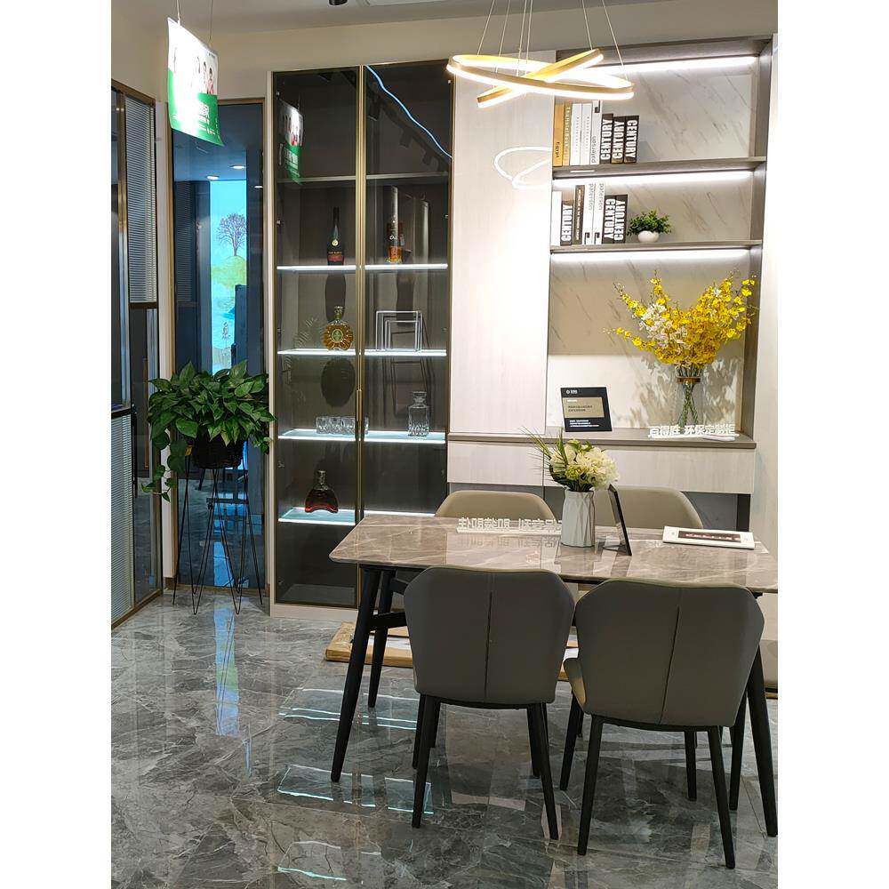 窄边铝合金钢化玻璃柜门定制衣柜餐边柜书柜上翻酒柜玻璃门定做