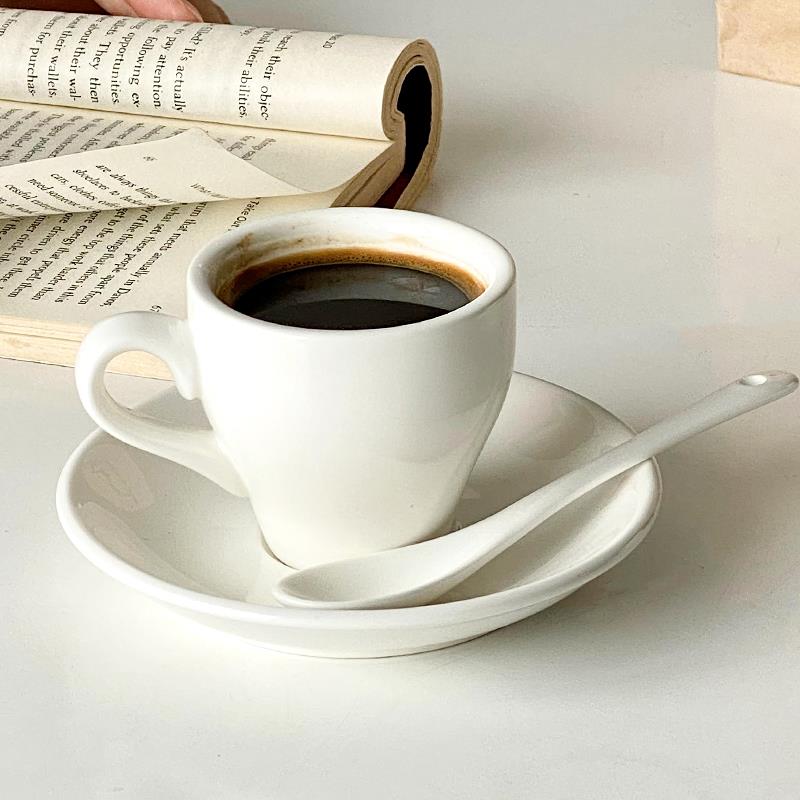 浓缩咖啡杯碟套装意式espresso迷你萃取杯子小号陶瓷带碟勺 80ml