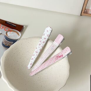 盐系碎花清新鸭嘴夹少女心甜美发夹ins碎发夹刘海边夹香芋紫发饰