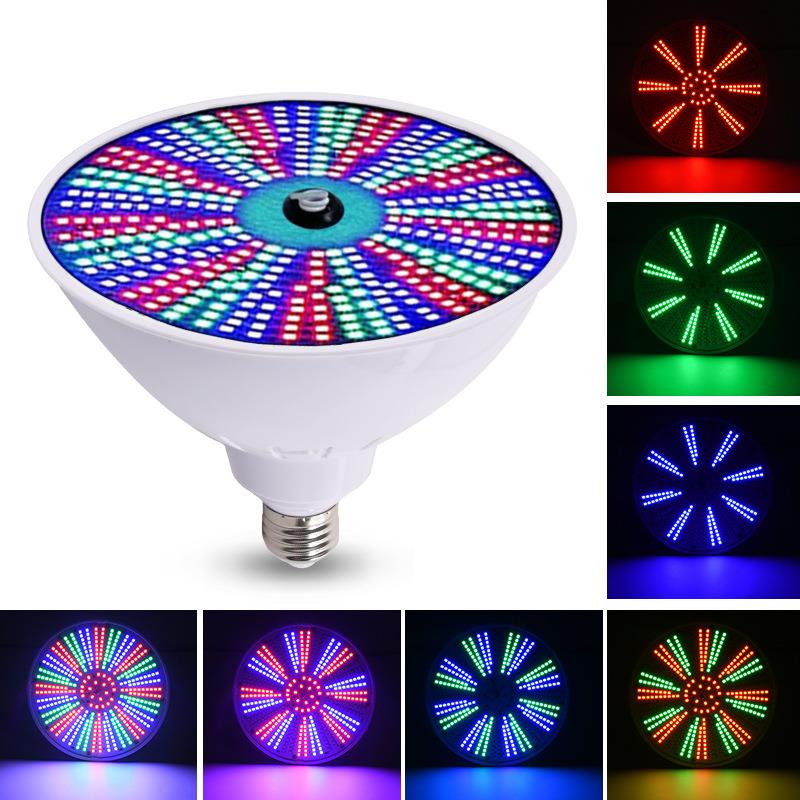 E27水下灯替换光源PAR38七彩RGB无线遥控LED泳池灯光源120V