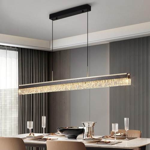 冰裂纹意式轻奢现代简约厨房岛台吧台餐桌一字长条餐厅吊灯