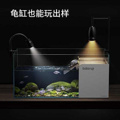 乌龟饲养缸超白玻璃侧滤龟鱼混养带爬台小型生态自循环家用乌龟缸