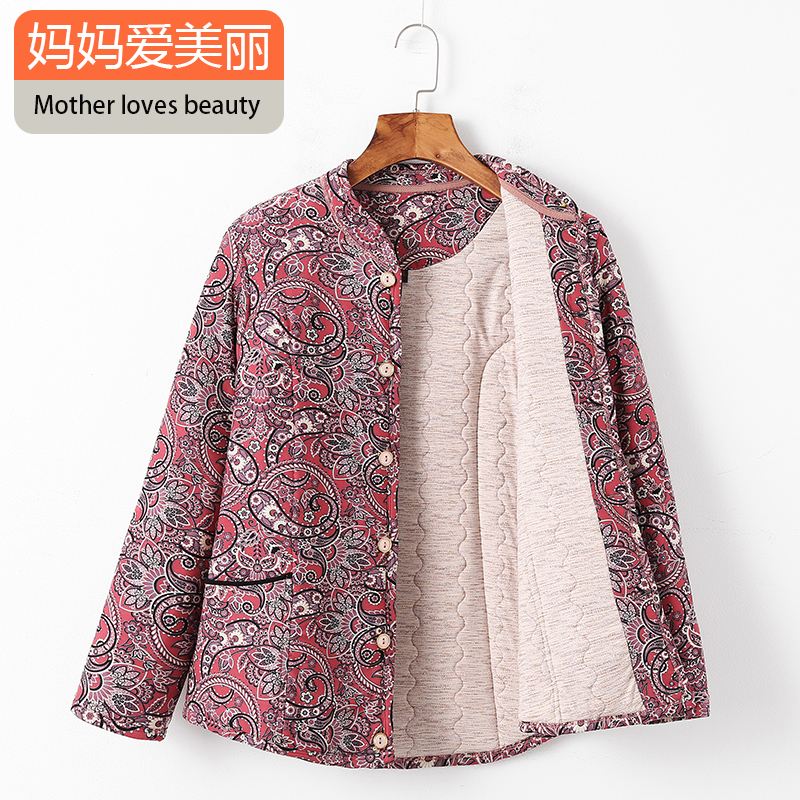 中老年女棉衣妈妈居家小棉袄奶奶装大码保暖驼绒棉服老人外套冬装